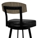 Frisco 30" Height Bar Stool in Matte Black Finish with Black Faux Leather and Grey Walnut - ARL1514