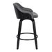 Alec Contemporary 30" Bar Height Swivel Bar Stool in Black Brush Wood Finish and Grey Faux Leather - ARL1520