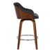 Alec Contemporary 26" Counter Height Swivel Bar Stool in Walnut Wood Finish and Brown Faux Leather - ARL1521