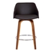 Alec Contemporary 30" Bar Height Swivel Bar Stool in Walnut Wood Finish and Brown Faux Leather - ARL1522