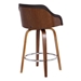 Alec Contemporary 30" Bar Height Swivel Bar Stool in Walnut Wood Finish and Brown Faux Leather - ARL1522
