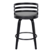 Jayden Contemporary 30" Bar Height Swivel Bar Stool in Black Brush Wood Finish and Grey Faux Leather - ARL1524