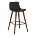 Maddie Contemporary Bar Stool in Walnut Wood Finish and Brown Faux Leather - ARL1525