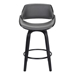 Mona Contemporary 26" Counter Height Swivel Bar Stool in Black Brush Wood Finish and Grey Faux Leather - ARL1526