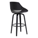 Mona Contemporary 30" Bar Height Swivel Bar Stool in Black Brush Wood Finish and Grey Faux Leather - ARL1527