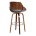 Mona Contemporary 26" Counter Height Swivel Bar Stool in Walnut Wood Finish and Grey Faux Leather - ARL1528