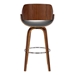 Mona Contemporary 26" Counter Height Swivel Bar Stool in Walnut Wood Finish and Grey Faux Leather - ARL1528