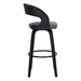 Shelly Contemporary 26" Counter Height Swivel Bar Stool in Black Brush Wood Finish and Grey Faux Leather - ARL1530