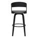 Shelly Contemporary 26" Counter Height Swivel Bar Stool in Black Brush Wood Finish and Grey Faux Leather - ARL1530