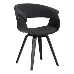 Summer Contemporary Dining Chair in Black Brush Wood Finish and Charcoal Fabric 