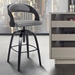 Abby Contemporary Adjustable Bar Stool in Black Brushed Wood Finish and Grey Faux Leather - ARL1539