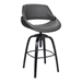 Vanessa Contemporary Adjustable Bar Stool in Black Brushed Wood Finish and Grey Faux Leather - ARL1542
