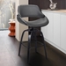 Vanessa Contemporary Adjustable Bar Stool in Black Brushed Wood Finish and Grey Faux Leather - ARL1542
