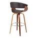 Julyssa 26" Mid-Century Swivel Counter Height Bar Stool in Brown Faux Leather with Walnut Wood - ARL1543