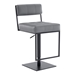 Michele Contemporary Swivel Adjustable Bar Stool in Matte Black Finish and Grey Faux Leather - ARL1547