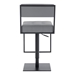 Michele Contemporary Swivel Adjustable Bar Stool in Matte Black Finish and Grey Faux Leather - ARL1547