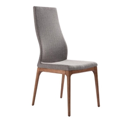 Parker Mid-Century Dining Chair in Walnut Finish and Gray Fabric - Set of 2 