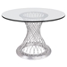 Calypso Contemporary Dining Table in Brushed Stainless Steel with Clear Tempered Glass Top - ARL1556