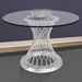 Calypso Contemporary Dining Table in Brushed Stainless Steel with Clear Tempered Glass Top - ARL1556