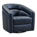 Desi Contemporary Swivel Accent Chair in Black Genuine Leather - ARL1582