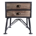 Mathis Industrial 2-Drawer End Table in Industrial Grey and Pine Wood - ARL1586