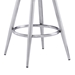 Ruby Contemporary 26" Counter Height Bar Stool in Brushed Stainless Steel Finish and Black Faux Leather - ARL1599