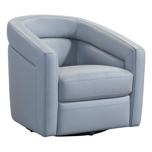 Desi Contemporary Swivel Accent Chair in Dove Grey Genuine Leather 