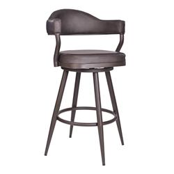 Justin 26" Counter Height Bar Stool in Brown Powder Coated Finish and Vintage Brown Faux Leather 
