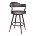 Justin 26" Counter Height Bar Stool in Brown Powder Coated Finish and Vintage Brown Faux Leather - ARL1604