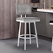 Balboa 30” Bar Height Bar Stool in Brushed Stainless Steel and Vintage Grey Faux Leather - ARL1606
