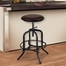 Elena Adjustable Bar Stool in Industrial Grey Finish with Brown Fabric Seat - ARL1607