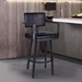 Balboa 26” Counter Height Bar Stool with Arms in Black Powder Coated Finish and Vintage Black Faux Leather - ARL1611