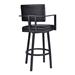 Balboa 26” Counter Height Bar Stool with Arms in Black Powder Coated Finish and Vintage Black Faux Leather - ARL1611