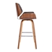 Tyler 26" Mid-Century Swivel Counter Height Bar Stool in Brown Faux Leather with Walnut Veneer - ARL1615