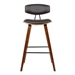 Fox 26" Mid-Century Counter Height Bar Stool in Brown Faux Leather with Walnut Wood - ARL1623