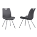 Coronado Contemporary Dining Chair in Grey Powder Coated Finish and Grey Faux Leather - Set of 2 - ARL1625