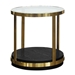 Hattie Contemporary End Table in Brushed Gold Finish and Black Wood - ARL1647