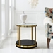 Hattie Contemporary End Table in Brushed Gold Finish and Black Wood - ARL1647