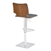 Sydney Adjustable Bar Stool in Brushed Stainless Steel with Vintage Grey Faux Leather and Walnut Wood Back - ARL1662