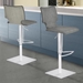 Sydney Adjustable Bar Stool in Brushed Stainless Steel with Vintage Grey Faux Leather and Grey Walnut Wood Back - ARL1663