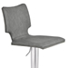 Sydney Adjustable Bar Stool in Brushed Stainless Steel with Vintage Grey Faux Leather and Grey Walnut Wood Back - ARL1663