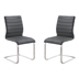 Fusion Contemporary Side Chair In Gray and Stainless Steel - Set of 2