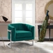 Kamila Contemporary Accent Chair in Green Velvet and Brushed Stainless Steel Finish - ARL1670