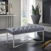 Noel Contemporary Bench in Slate Grey Linen and Brushed Stainless Steel Finish - ARL1673