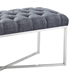 Noel Contemporary Bench in Slate Grey Linen and Brushed Stainless Steel Finish - ARL1673