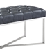 Noel Contemporary Bench in Grey Faux Leather and Brushed Stainless Steel Finish - ARL1674