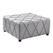 Gemini Contemporary Ottoman in Silver Linen with Piping Accents and Wood Legs - ARL1686