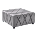 Gemini Contemporary Ottoman in Grey Velvet with Piping Accents and Wood Legs - ARL1687