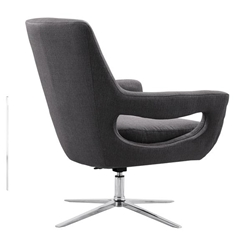 Quinn Contemporary Adjustable Swivel Accent Chair in Polished Chrome Finish with Grey Fabric 