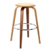 Harbor 26" Mid-Century Swivel Counter Height Backless Bar Stool in Cream Faux Leather with Walnut Veneer - ARL1712